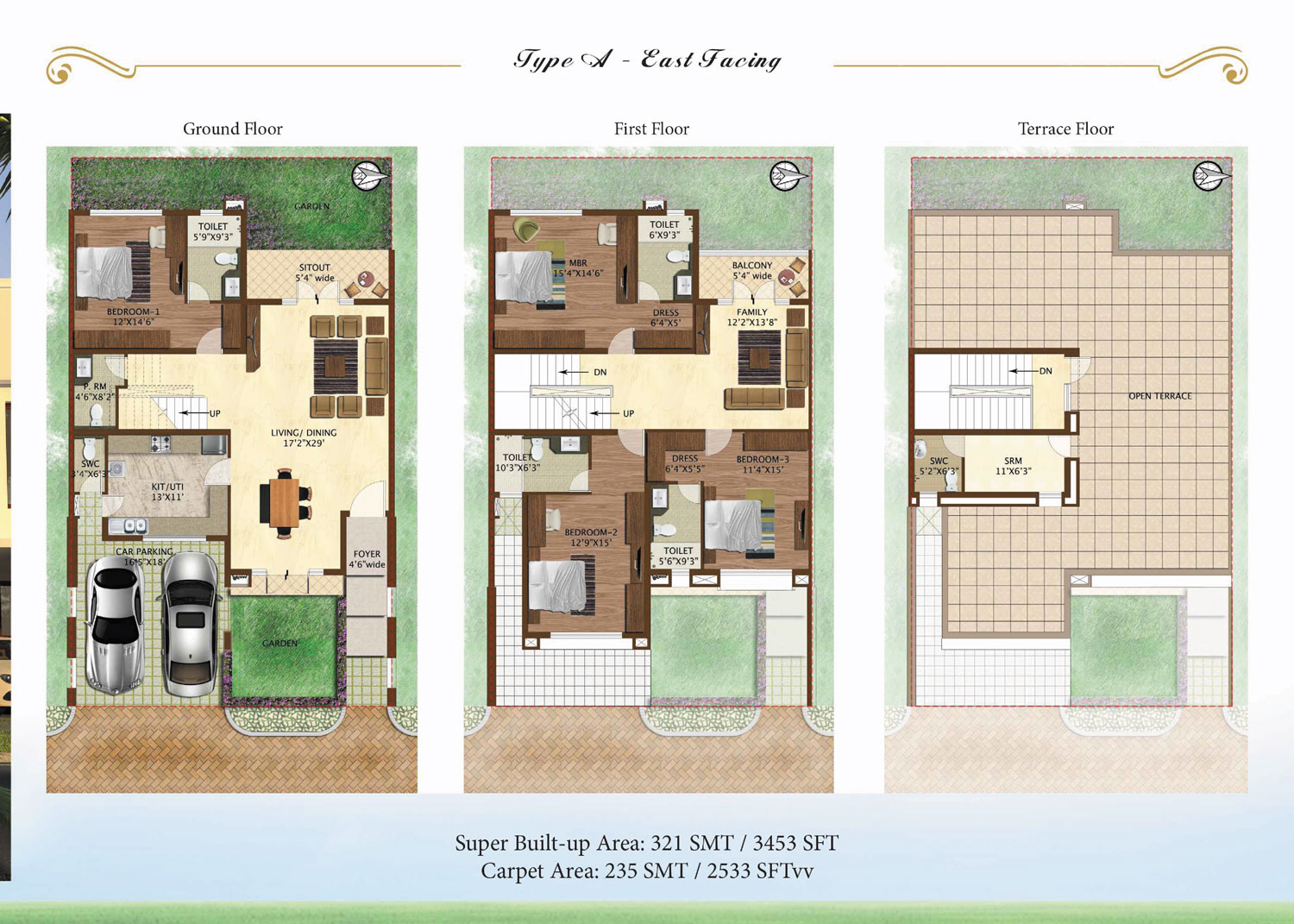 Prestige Woodside 4 BHK Floor Plan Type A